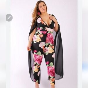 Findme plus angel sleeve jumpsuit 3x